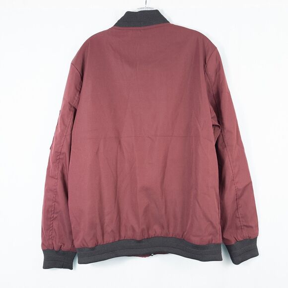 Sandbank Slim Fit Softshell Flight Bomber Jacket Mens Medium Maroon Red Full Zip - Picture 2 of 13